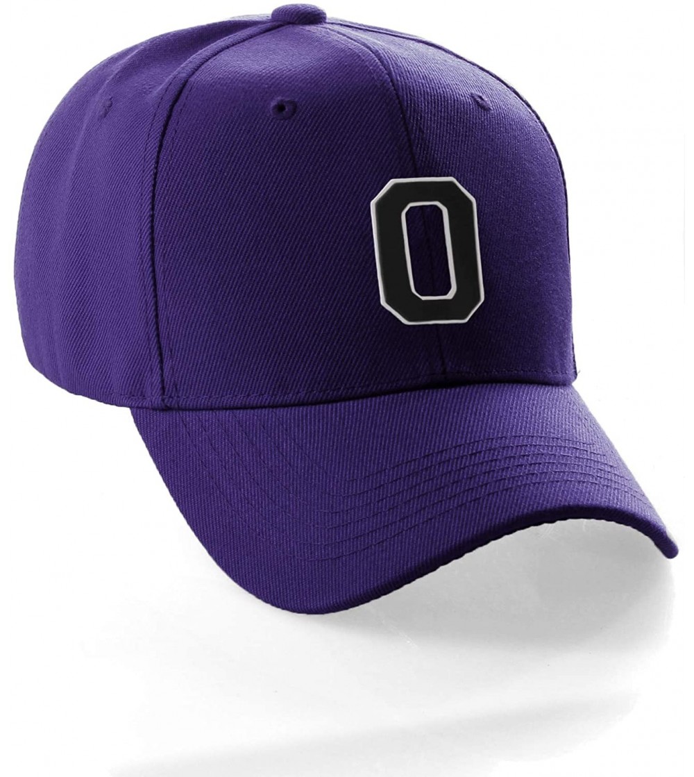 Baseball Caps Classic Baseball Hat Custom A to Z Initial Team Letter- Purple Cap White Black - Letter O - CS18NXYZLQ3