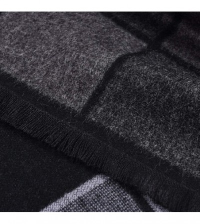 Skullies & Beanies Men Scarf- Men Classic Winte Knit Scarf Warm Plaid Knitted Shawl Cashmere Scarf - Black - CL18KRN29D7