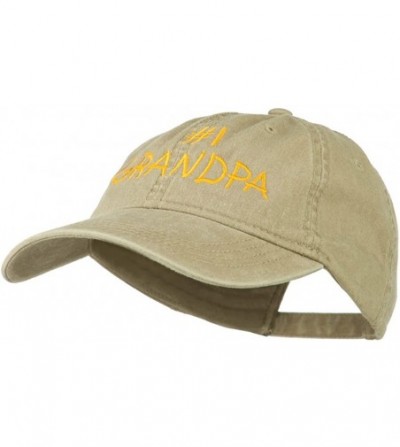 Baseball Caps Number 1 Grandpa Letters Embroidered Washed Cotton Cap - Khaki - CA11NY31YTD