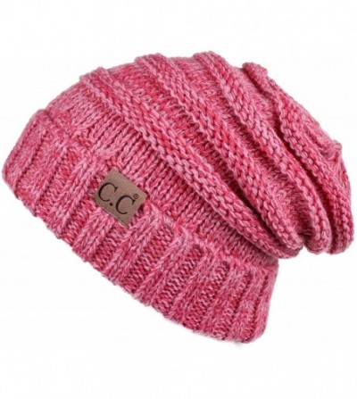 Skullies & Beanies Hatsandscarf Exclusives Unisex Beanie Oversized Slouchy Cable Knit Beanie (HAT-100) - Dk. Rose - CB1865LL9A2