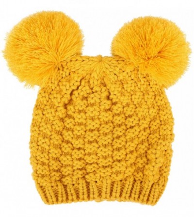 Skullies & Beanies Women's Winter Cable Knit Pompom Ski Snowboard Beanie Hat - Yellow - CM18K68TR3L