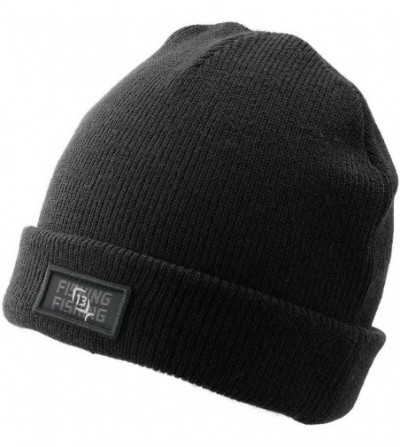 Skullies & Beanies Dutch-BLK Dutch Oven - Black Nitted Hat with Square Logo Patch- One Size - CB12NZN8MAJ