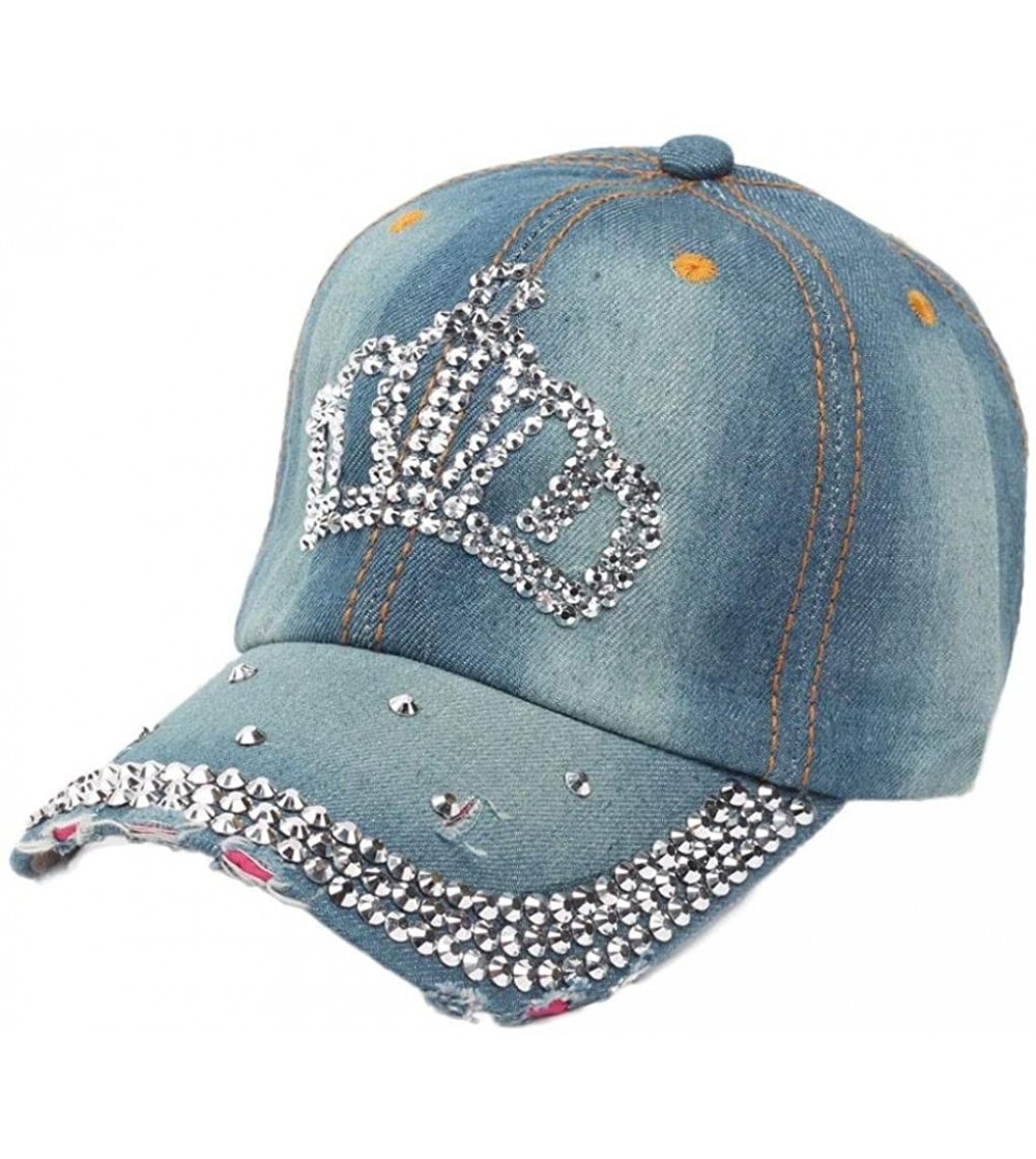 Baseball Caps 2016 Hip-Hop Baseball Cap Full Diamond Crown Flat Snapback Hat - C - CL12FINX88L