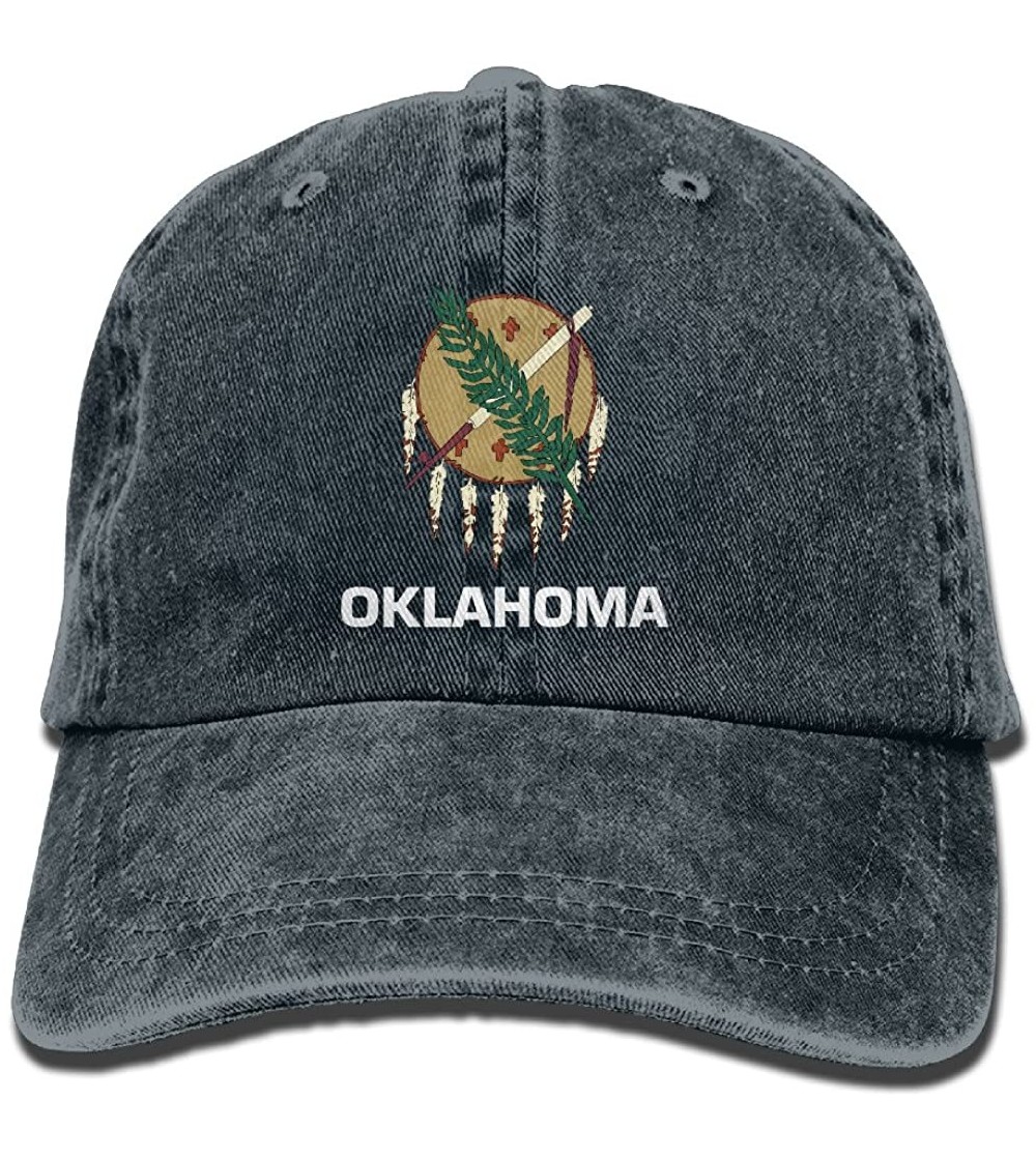 Baseball Caps Oklahoma Flag Stylish Baseball Caps Denim Adjustable Hats - Navy - CX1857LI6ML