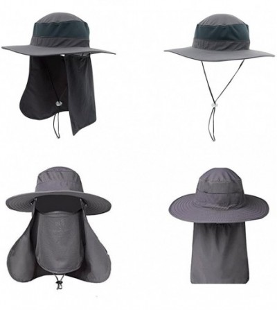 Sun Hats Wide Brim Cowboy Hat Unisex Foldeable Cap Sun Block UPF50+ Golf Fishing Hiking- Camping - Army Green - C7183KUDCO5