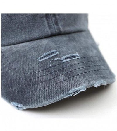 Baseball Caps Baseball Ponytail-Hat Distressed Baseball for Women - Navy - C0199AXG73C