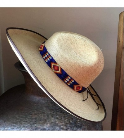 Cowboy Hats Cowboy Western Beaded Hat Band- Rodeo Style- Aztec- Handmade in Guatemala 7/8 Inches X 21 Inches - Blue and Red -...