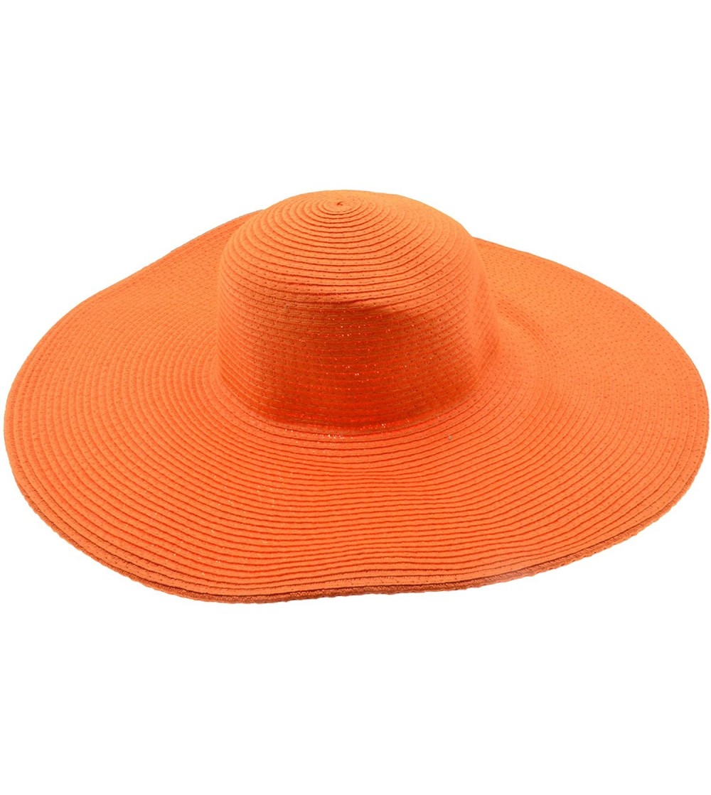 Sun Hats Wide Women Colorful Derby Large Floppy Folderable Straw Beach Hat - Orange - CS122QLUQ3X