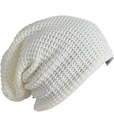 Skullies & Beanies Mens Slouchy Long Oversized Beanie Knit Cap for Summer Winter B08 - Ivory - CU12M0HUBHT