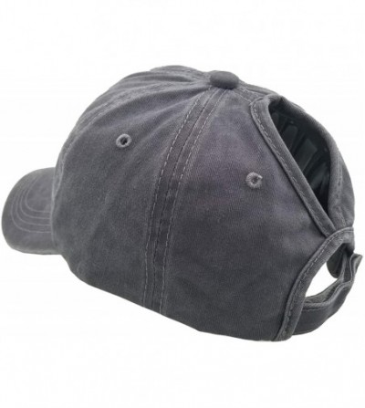 Baseball Caps Ponytail Baseball Hat Distressed Retro Washed Cotton Twill - Black+grey - CS18NCZGO2M