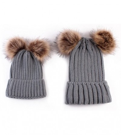 Skullies & Beanies Family Matching Hat Winter Warm Cotton Knitting Beanie Cap for 0-3 Years Baby - A01 - Grey - CF1886R6SL5