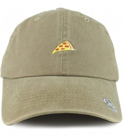 Baseball Caps Pizza Fastfood Embroidered Washed Cotton Unstructured Dad Hat - Khaki - C9187CCZKNZ