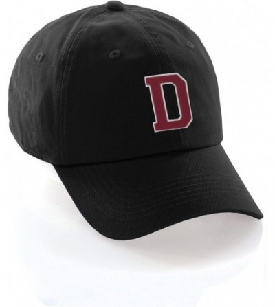Baseball Caps Customized Letter Intial Baseball Hat A to Z Team Colors- Black Cap White Red - Letter D - CE18ET5GZI2