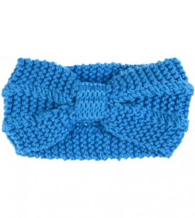 Cold Weather Headbands Womens Winter Chic Turban Bowknot/Floral Crochet Knit Headband Ear Warmer - Blue - C8185C4REED