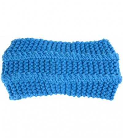 Cold Weather Headbands Womens Winter Chic Turban Bowknot/Floral Crochet Knit Headband Ear Warmer - Blue - C8185C4REED