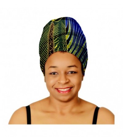 Headbands KENTE Head Scarfs and Wraps African Print Turban Hats Green- Black and Orange - CK18NE0LODA