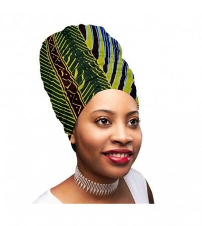 Headbands KENTE Head Scarfs and Wraps African Print Turban Hats Green- Black and Orange - CK18NE0LODA