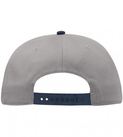 Baseball Caps SNAP Cotton Twill Round Flat Visor 6 Panel Pro Style Snapback Hat - Nvy/Gry/Gry - CZ12FN5VYCL