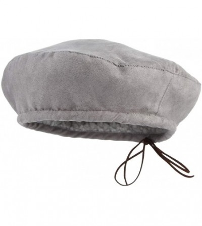 Berets Women's Winter Warm Suede Fleece Reversible French Artist Beret Classic Art Basque Beanies Hat Cap - Grey - CI18IREQYY8