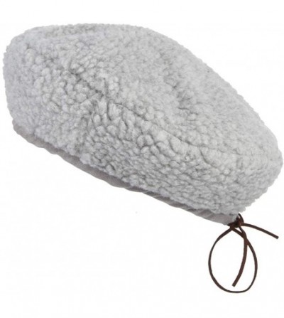 Berets Women's Winter Warm Suede Fleece Reversible French Artist Beret Classic Art Basque Beanies Hat Cap - Grey - CI18IREQYY8
