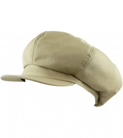 Newsboy Caps Exclusive Cotton Newsboy Gatsby Applejack Cabbie Plain Hat Made in USA - Khaki - C812NZFL4RG