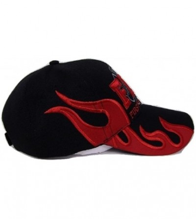 Skullies & Beanies First in Last Out Fire Department Dept. Fighter Black Red Embroidered Baseball Cap Hat - C6180UHR9KM