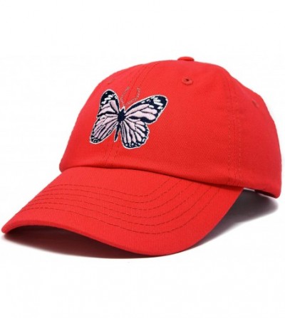 Baseball Caps Pink Butterfly Hat Cute Womens Gift Embroidered Girls Cap - Red - CO18SCANO29