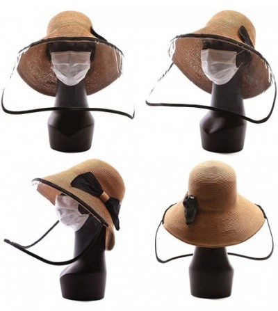 Fedoras Packable Womens Straw Cloche Derby Fedora Summer Wide Brim Sun Hat Floppy Beach 55-60cm - 89305coffee - C5199ICZ5E7