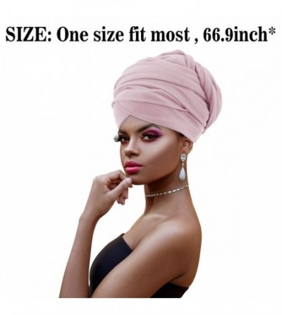Headbands African Head Wraps Turban For Women Women' Soft Stretch Headband Long Head Wrap Scarf (2Black+pink) - 2Black+pink -...