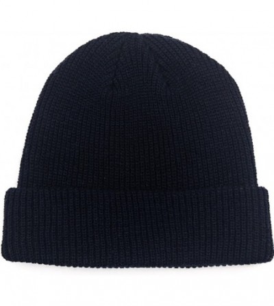 Skullies & Beanies Warm Daily Slouchy Beanie Hat Knit Cap for Men and Women - Navy Blue - CA187XOKN8O