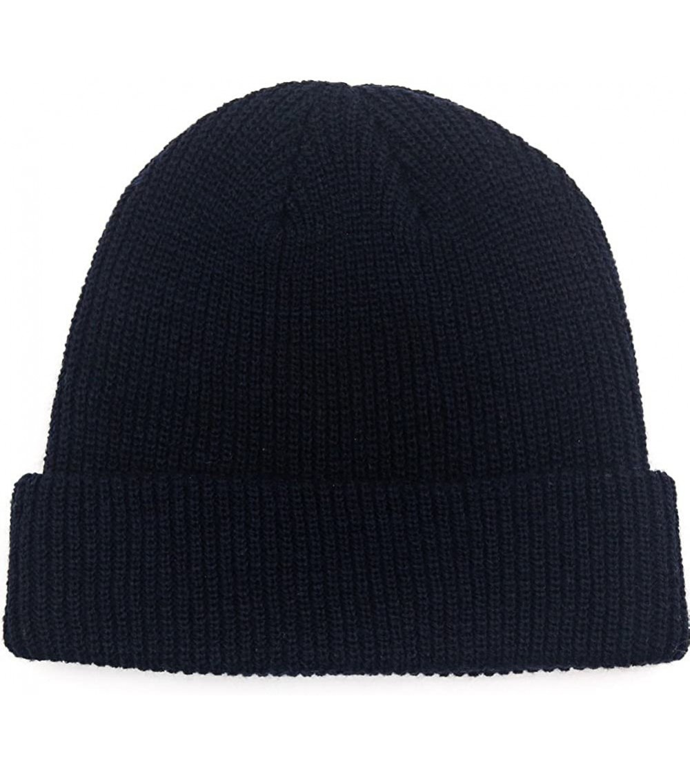 Skullies & Beanies Warm Daily Slouchy Beanie Hat Knit Cap for Men and Women - Navy Blue - CA187XOKN8O