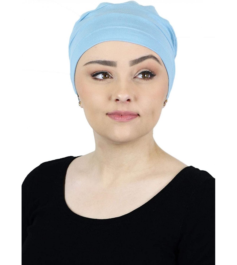 Skullies & Beanies Chemo Headwear for Women Turban Sleep Cap Cancer Hats Beanie Head Coverings Hair Loss 3 Seam Cotton - Ligh...
