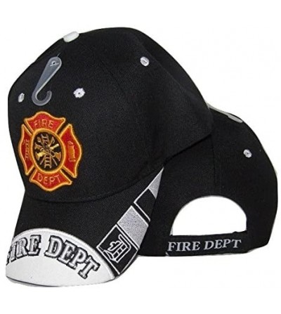 Skullies & Beanies Fire Department Dept. Emblem Crest Black White Bill Embroidered Cap Hat - CV17X67GY7L