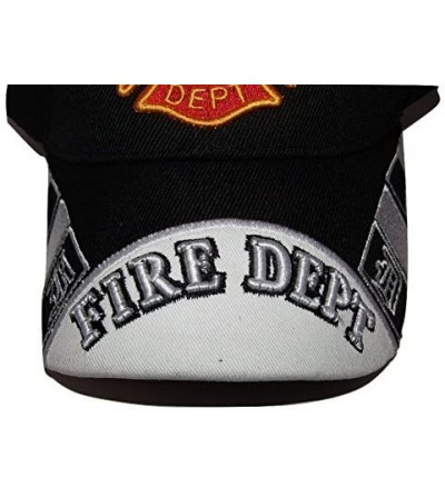 Skullies & Beanies Fire Department Dept. Emblem Crest Black White Bill Embroidered Cap Hat - CV17X67GY7L