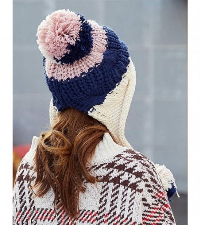 Skullies & Beanies Women Winter Peruvian Beanie Hat Ski Cap Fleece Lined Ear Flaps Dual Layered Pompoms - A11-8888-mise - CU1...