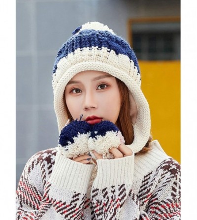 Skullies & Beanies Women Winter Peruvian Beanie Hat Ski Cap Fleece Lined Ear Flaps Dual Layered Pompoms - A11-8888-mise - CU1...
