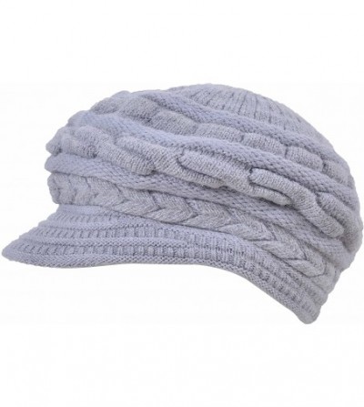Bucket Hats Women's Wool Knit Winter Hat Warm Plush Lined Snow Ski Visor Caps - Style 2 Gray - CV189L8REQK