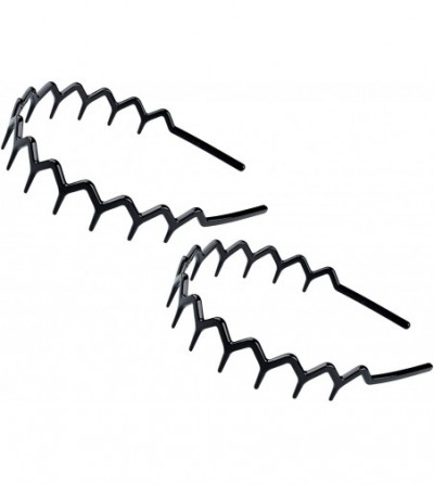 Headbands Set of 2 Zig Zag Black Plastic Sharks Tooth Hair Comb Headband - 2 Black Color - CU188AA2D8I
