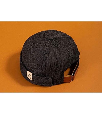 Skullies & Beanies Men Hats Docker Cap Hats Beanie Sailor Cap Worker Hat Rolled Cuff Retro Brimless Hat with Adjustable - CA1...