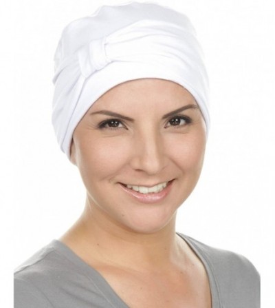 Headbands Double Layered Comfort Cotton Chemo Sleep Cap & Headband Beanie Hat Turban for Cancer - 07- White (Cotton Knit) - C...