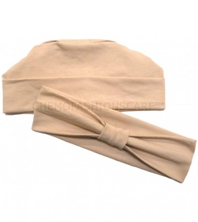 Headbands Double Layered Comfort Cotton Chemo Sleep Cap & Headband Beanie Hat Turban for Cancer - 07- White (Cotton Knit) - C...