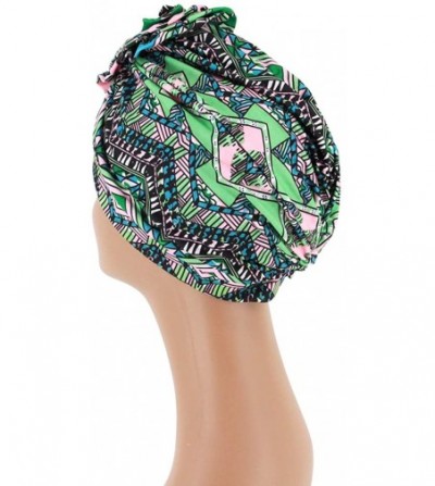 Skullies & Beanies Shiny Flower Turban Shimmer Chemo Cap Hairwrap Headwear Beanie Hair Scarf - Green1 - CA18Z2OHGKN