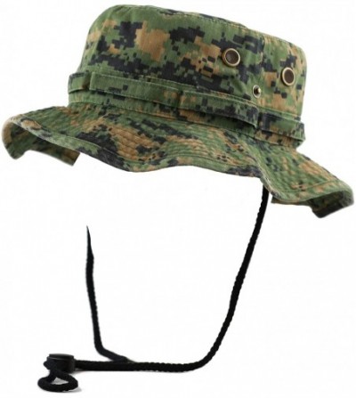 Sun Hats 100% Cotton Stone-Washed Safari Wide Brim Foldable Double-Sided Sun Boonie Bucket Hat - Digital Camo - CD12OI6PI5D