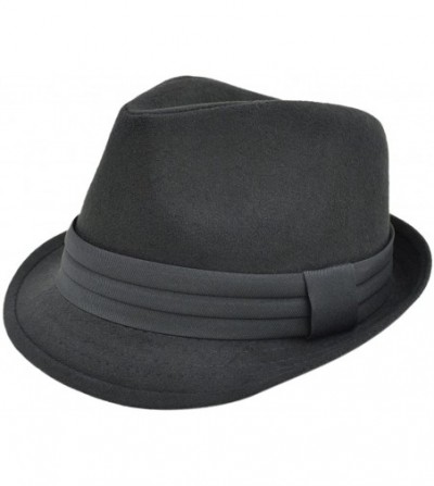 Fedoras Unisex Classic Solid Color Felt Fedora Hat with Black Band - Black - CR12CFYPGFJ