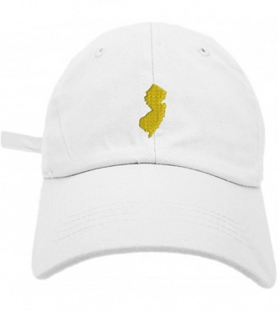 Baseball Caps New Jersey Map Style Dad Hat Washed Cotton Polo Baseball Cap - White - CX1889TWEDX