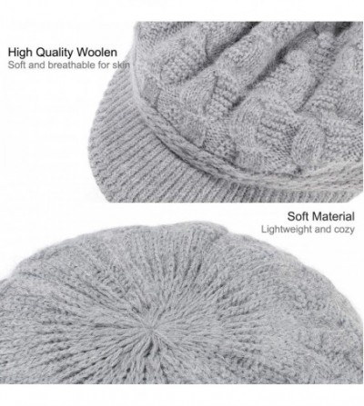 Newsboy Caps Women Warm Caps Beret Newsboy Winter Cap Snow Ski Outdoor Twist Knitted Hat with Visor - A-grey - C218Z657ATH