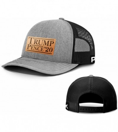 Baseball Caps Trump 2020 Hat - Trump Pence '20 Leather Patch Back Mesh Trump Hat - Heather Front / Black Mesh - C918UKKIQ38