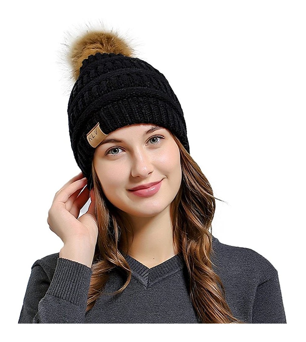 Berets Womens Knit Cap Baggy Warm Crochet Winter Wool Ski Beanie Skull Slouchy Hat - Black - C018IE37DO7