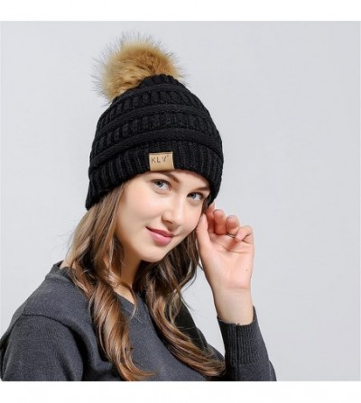 Berets Womens Knit Cap Baggy Warm Crochet Winter Wool Ski Beanie Skull Slouchy Hat - Black - C018IE37DO7