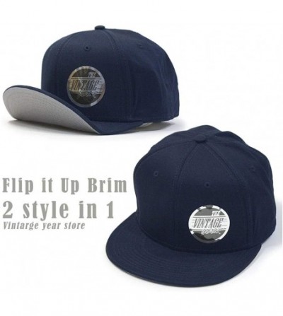 Baseball Caps Flat to Full Flip Brim Cotton Twill Bendable Visor Adjustable Snapback Caps - Navy - CT125VOLQNV
